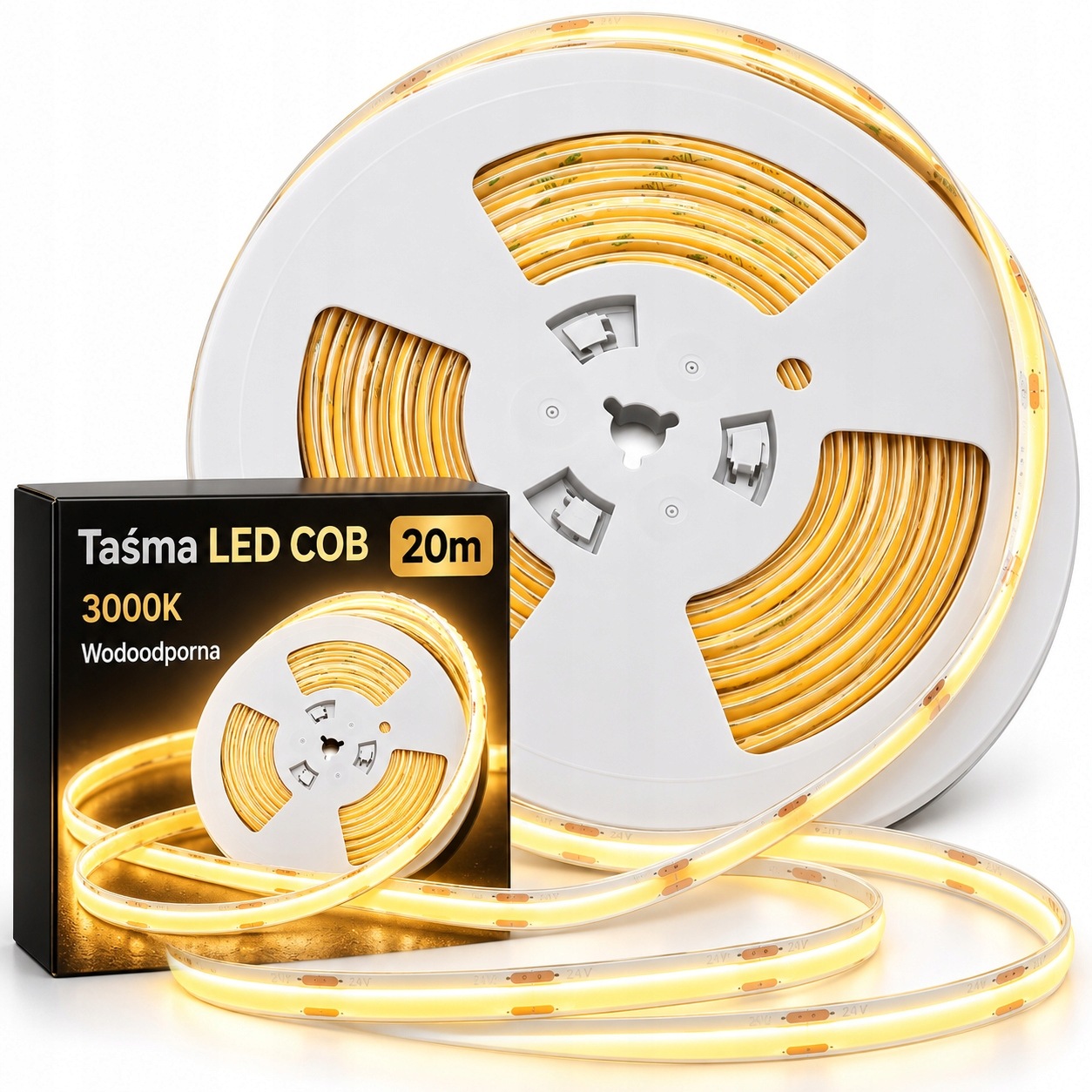 Led Cob páska 20 m 3000K 24V voděodolná IP67 pro dekoraci a interiér domu