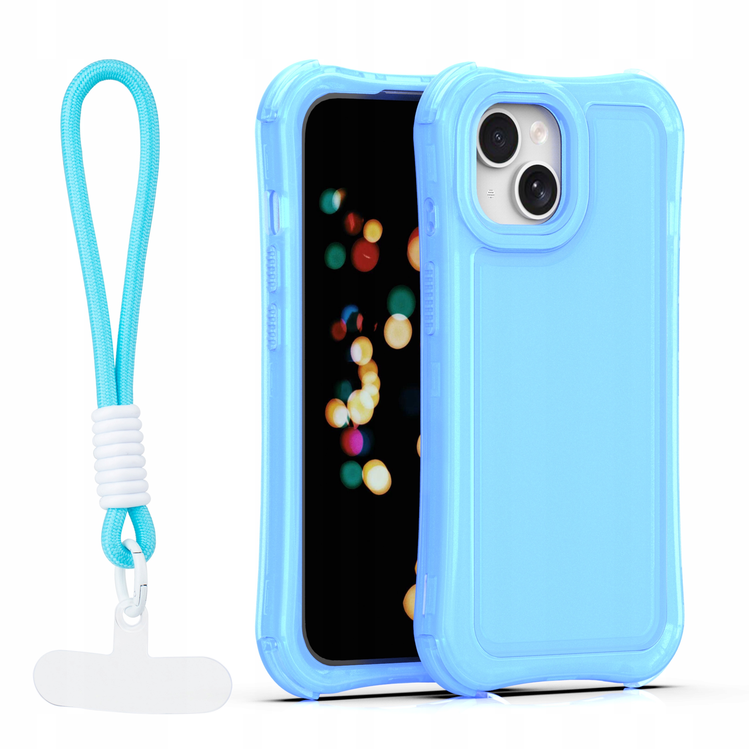 Nakładka SafePop ze smyczą do iPhone 15 6,1" niebieska Tfo