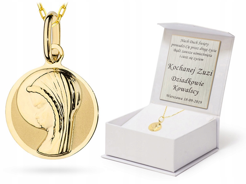 Zlatý Medailonek Matka Boží S Řetízkem Křest