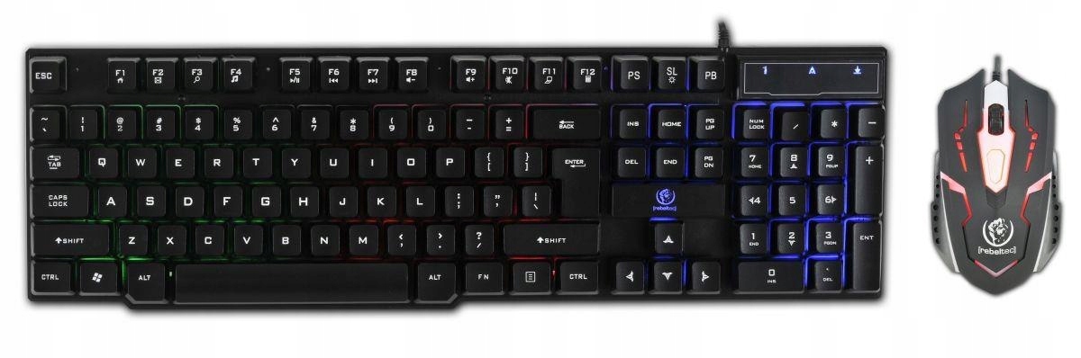 Zestaw przewodowy klawiatura mysz Rebeltec Oppressor Gaming Usb czarny