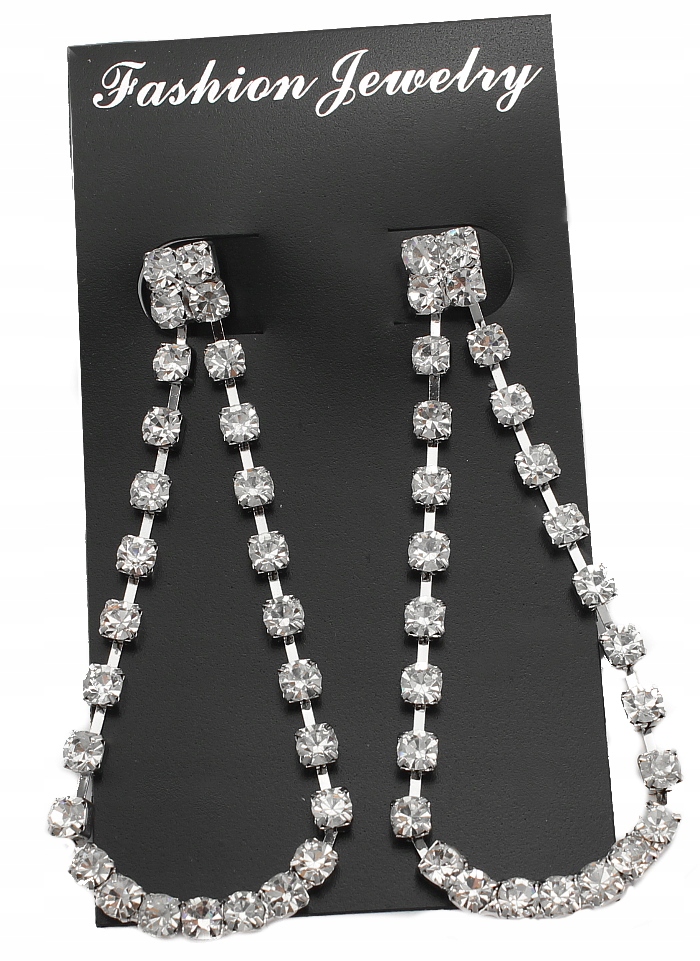 

Srebrne Długie Kolczyki Łezki Szklane Cyrkonie