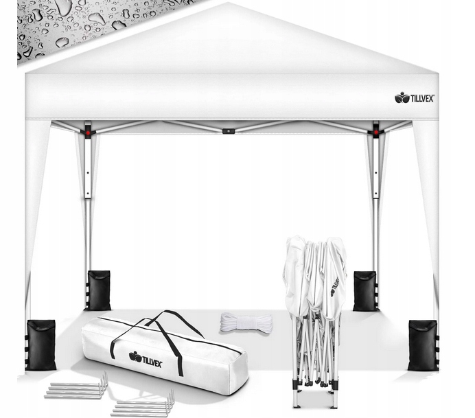 Altana Záhradný Pavilónový Skladací Stan 3x3M Biely S Taškou Tillvex