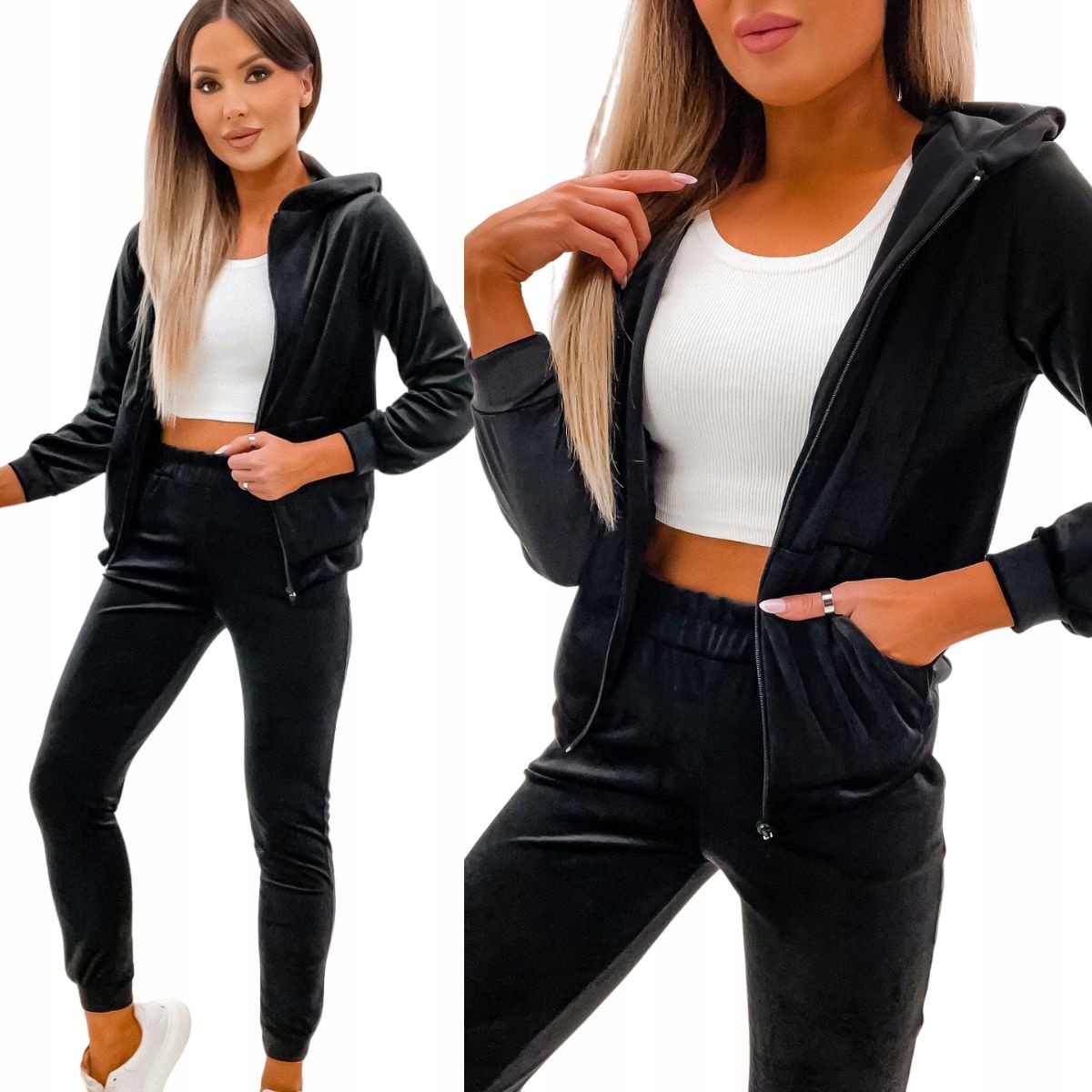 Teplákovka Velurový Dámský Elegantní mikina na zip kapuce model 829 S