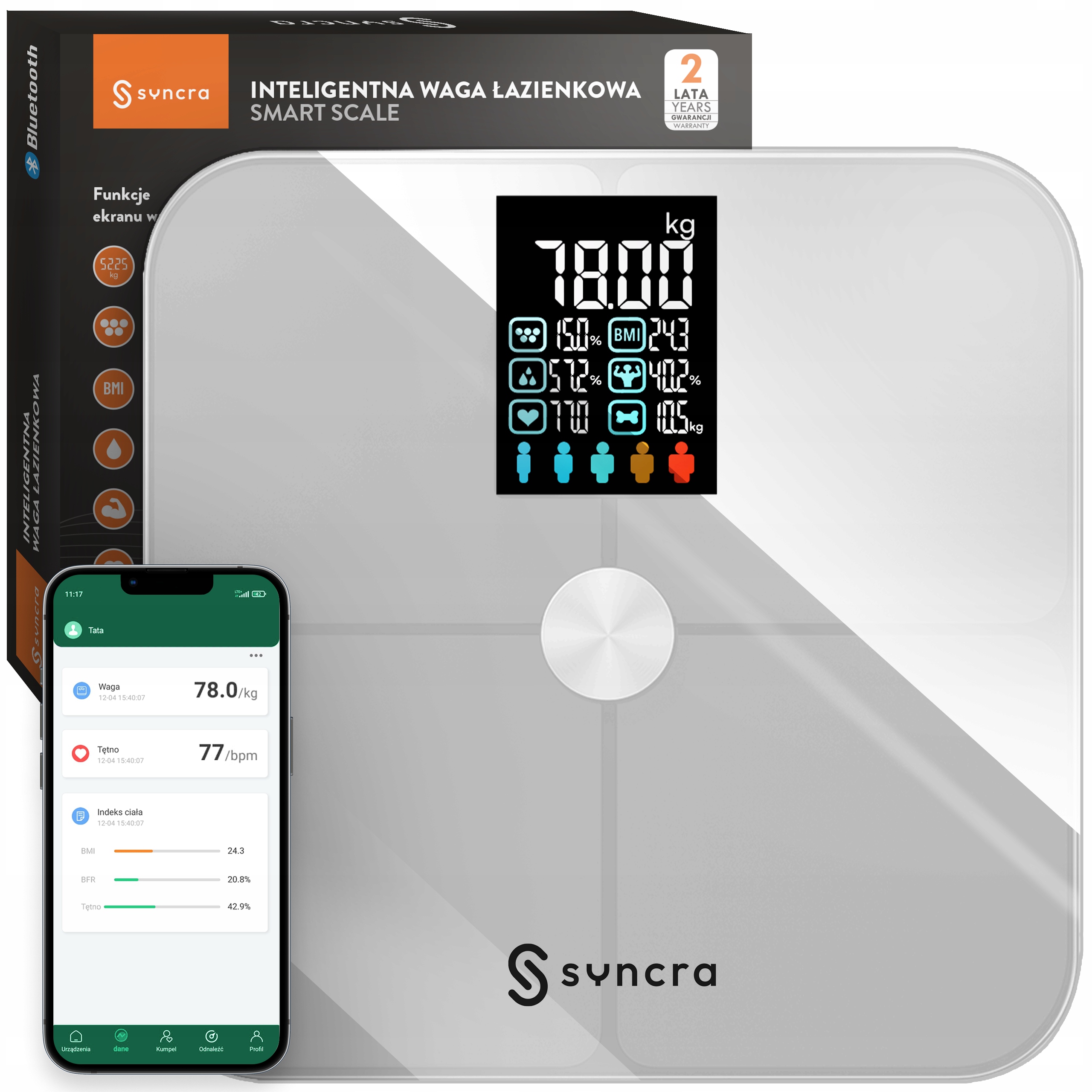 Waga Łazienkowa Analityczna Elektroniczna 13 Parametrów Aplikacja Po Polsku