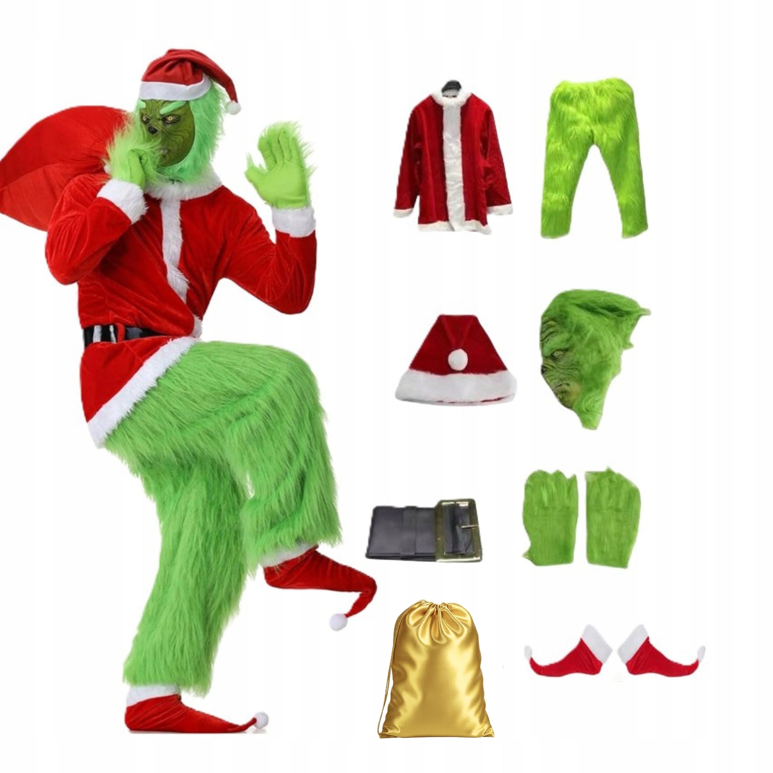 Kostým Grinch pro dospělé XL – Kostým s maskou Akcesoria