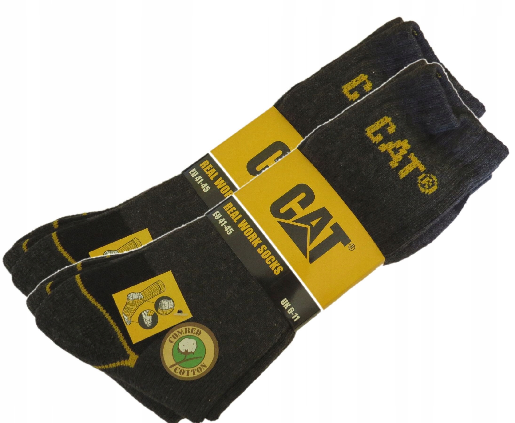 6szt Caterpillar CAT skarpety robocze 39-42 szare Kod producenta Real Socks