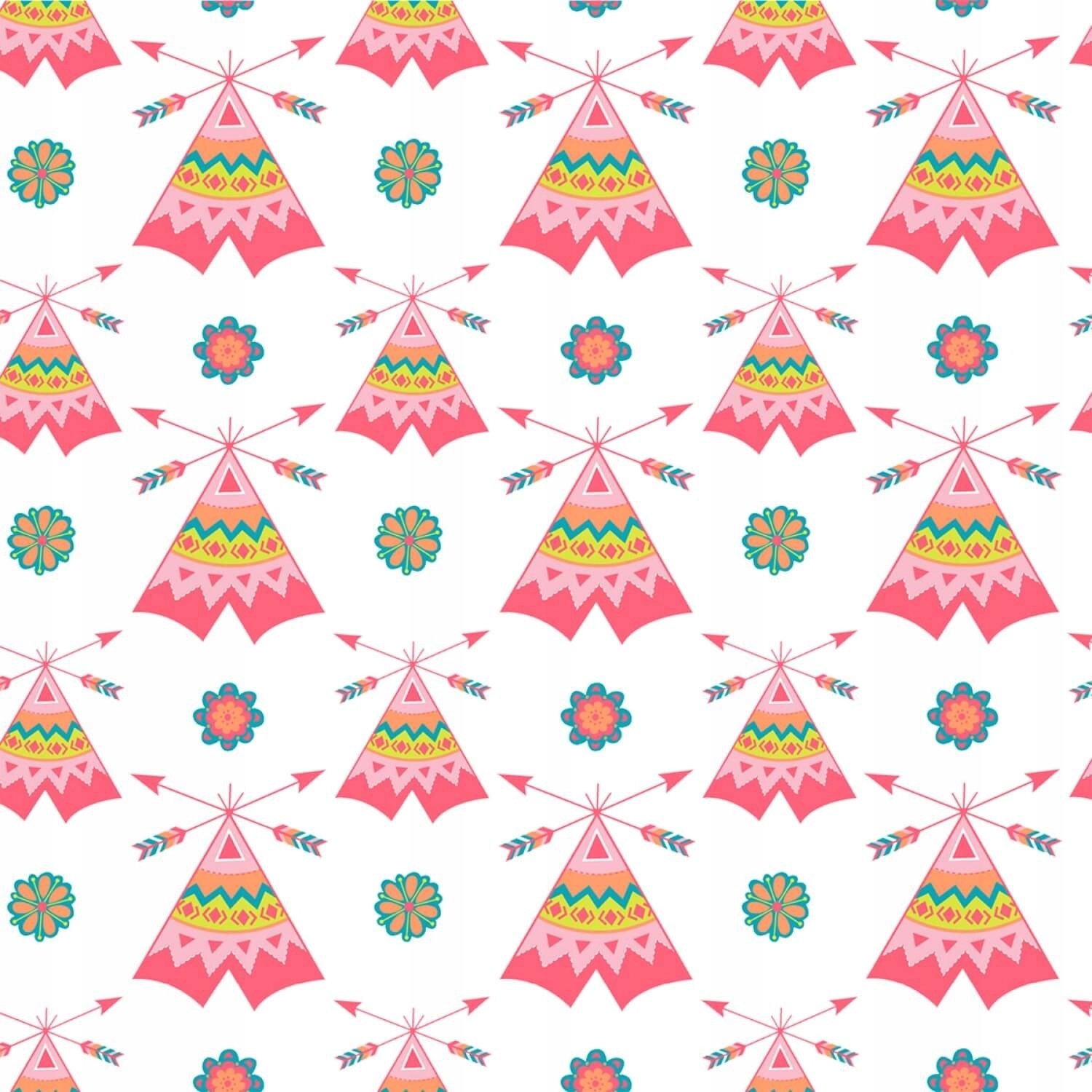 Tkanina bawełniana White Pink Tee Pees 10 cm