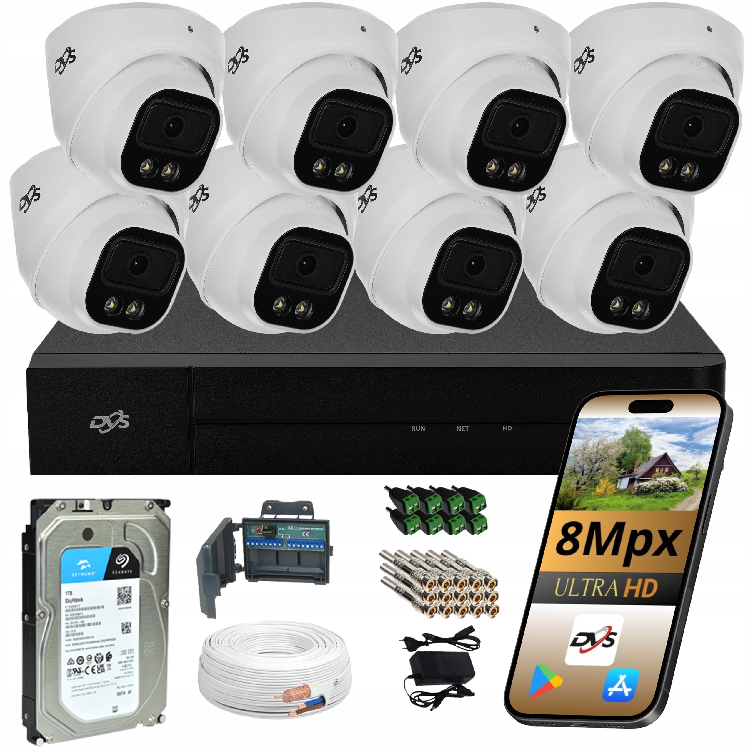 Venkovní Kamery Pro Monitorování Domu Sada 8 Kamer Dual Light 8Mpx