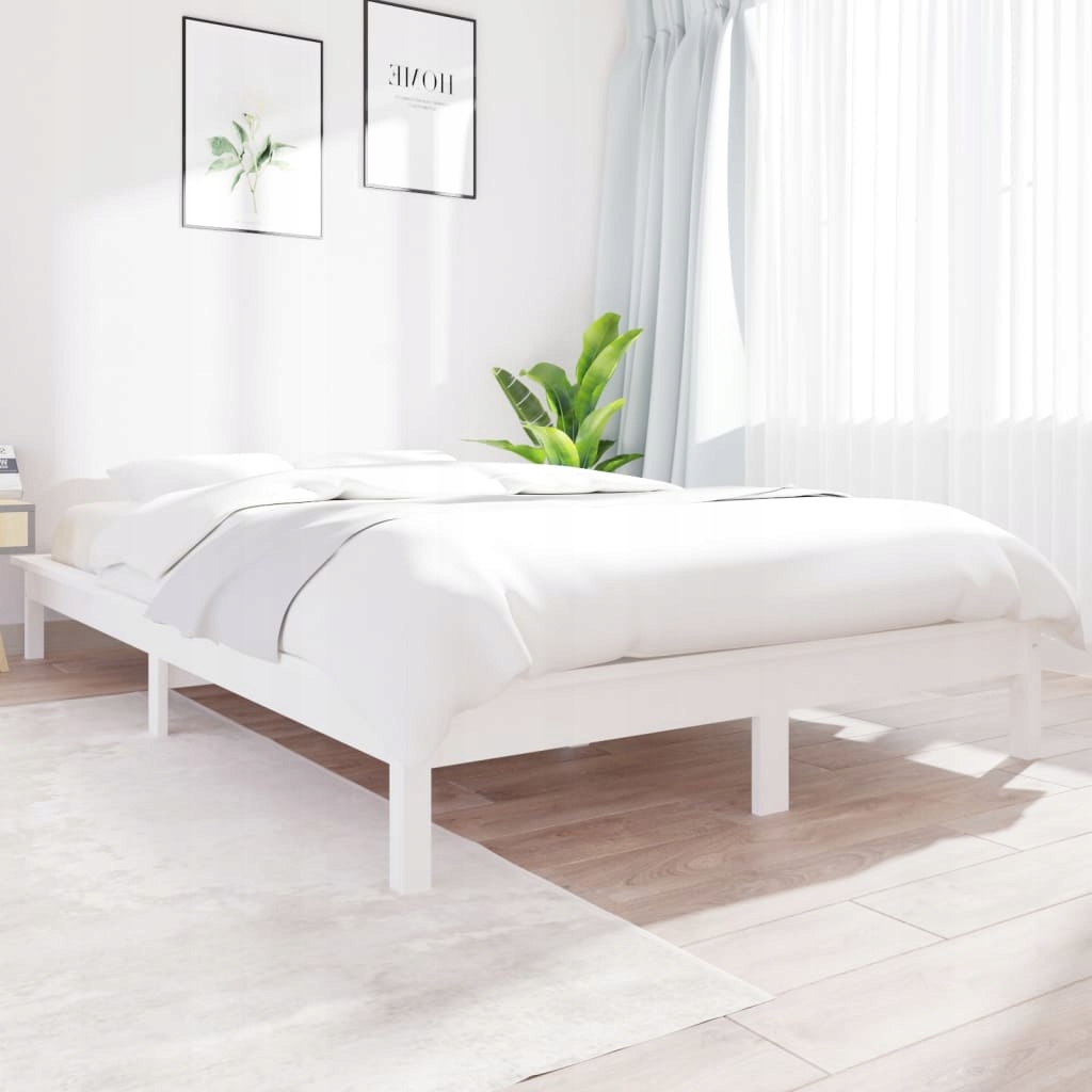 Manželská postel dřevěná VidaXL masivní borové dřevo 160x200 bílá