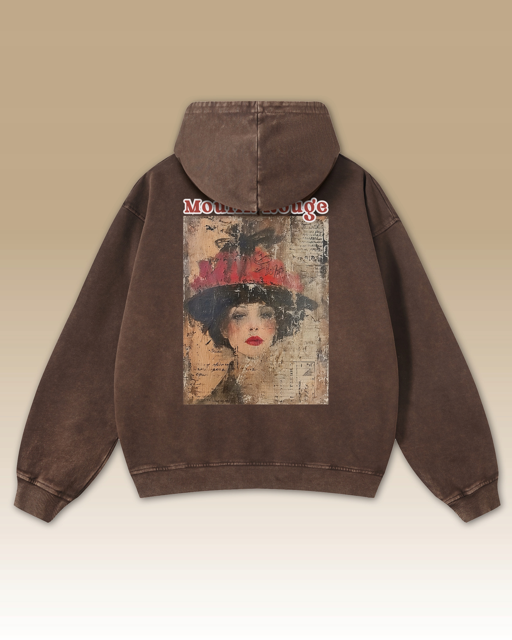 Mikina Moulin Rouge Retro Vintage Musical Paříž Umění Hnědá L