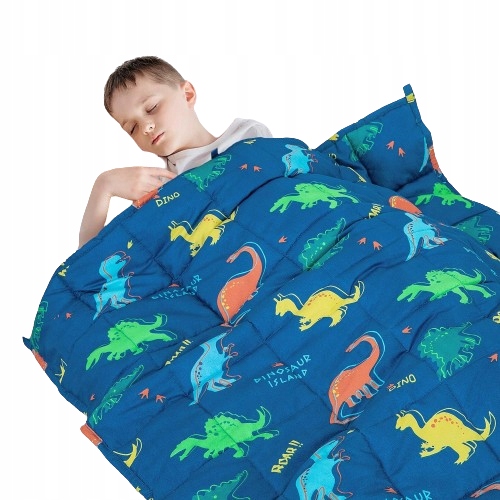 KOC ANTYSTRESOWY KOŁDRA OBCIĄŻENIOWA DLA DZIECI DINOZAURY 120X90 1,4KG