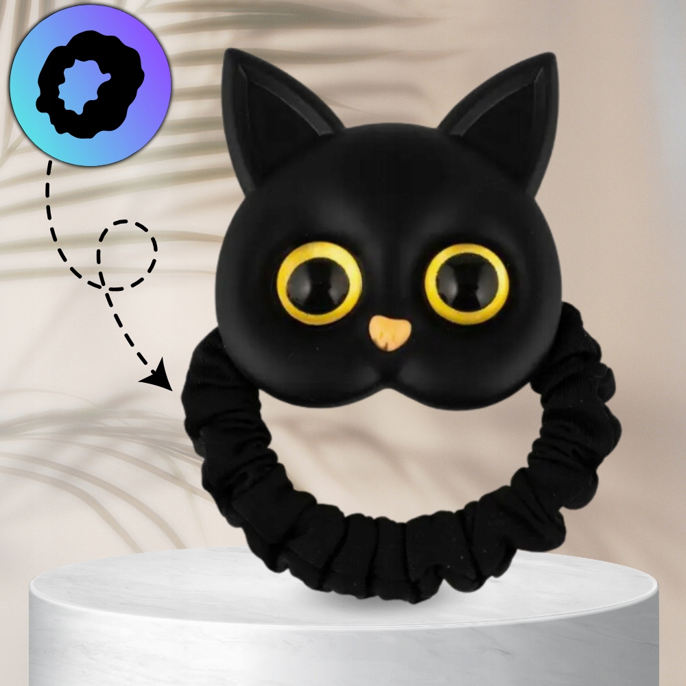 Elastyczna Gumka czarny kot kotek frotka do włosów Marka Inna marka