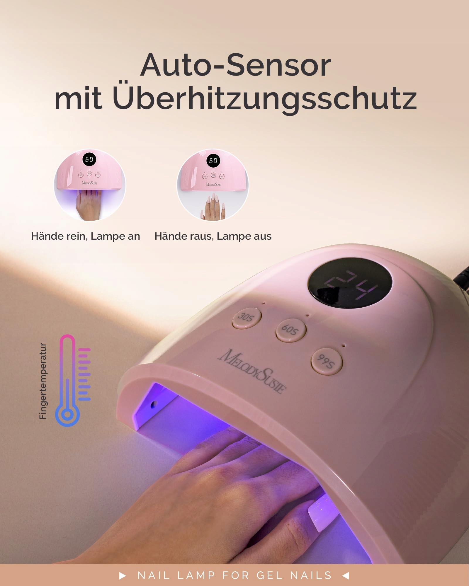 MELODYSUSIE Lampa UV LED Do Paznokci Z Wyświetlaczem LCD I Czujnikiem — miniatura 4