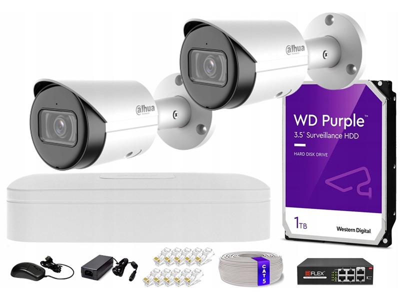 Domácí monitorovací sada Ip kamera 2x IPC-HFW2441S-S-0280B 4MPx Ir 30 m