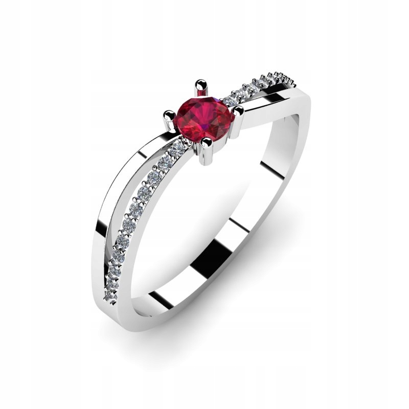 

Rubinowy Pierścionek Z Białego Złota 14KR