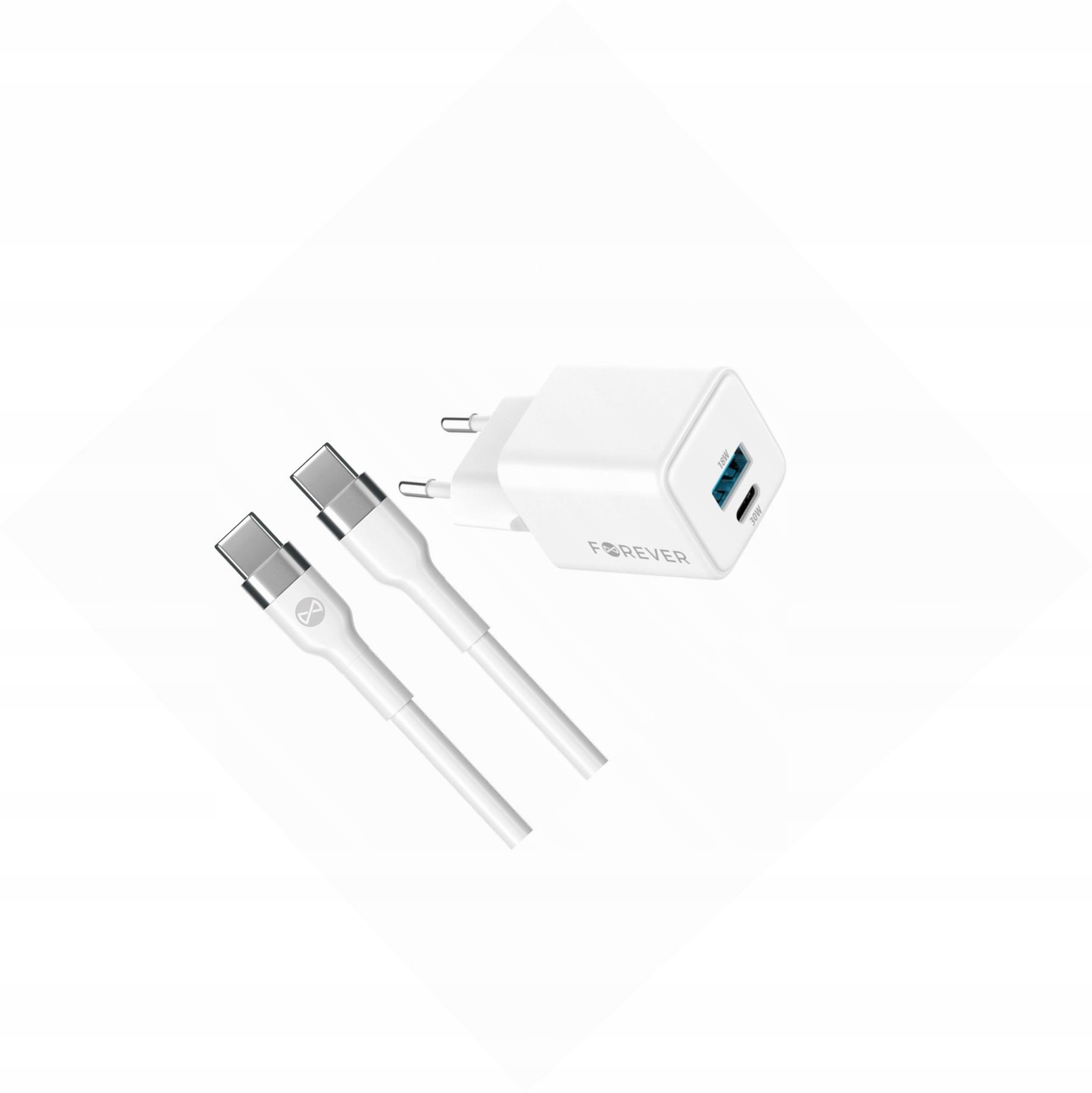 Szybka ładowarka GaN 30W 2 wejścia Usb i Usb-c z kablem do Huawei P40 Lite