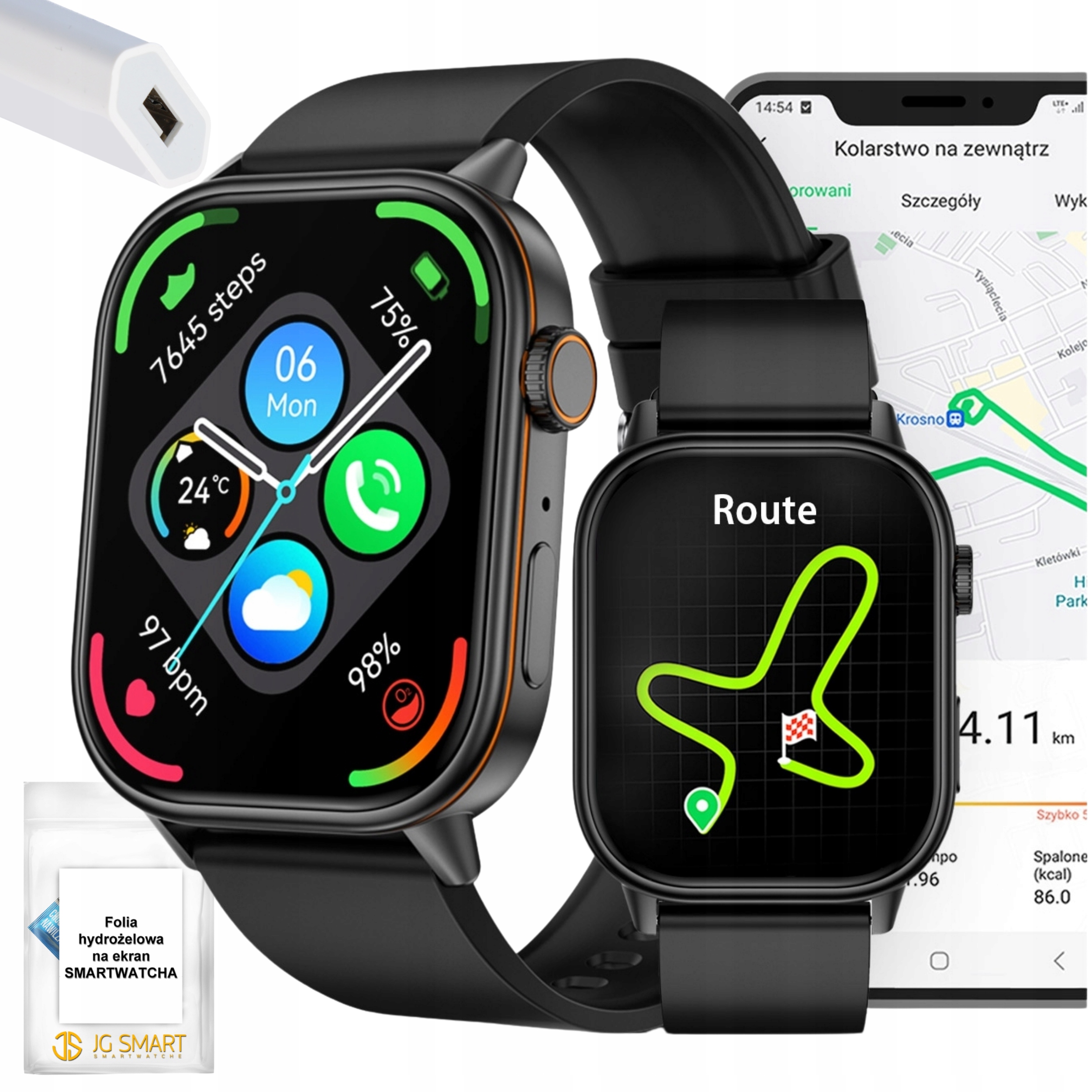 Smartwatch Męski Wodoodporny Pływanie Rozmowy Gps Kompas Tętno Menu Pl