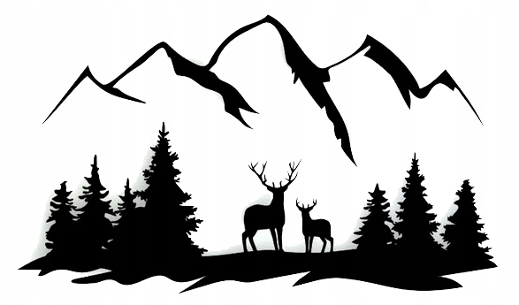 Ažurový Obraz Nástěnná Dekorace 3D pohled na hory les jelen XXL panel 90x52 cm