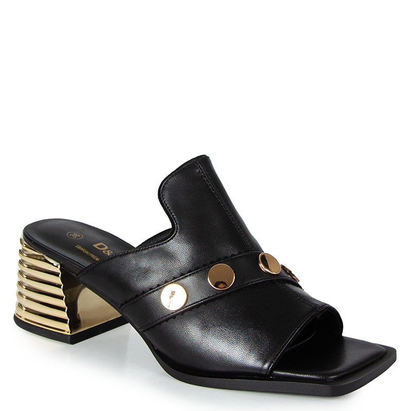 S.barski CR61-3063 Černé Kožené Nazouváky S Ozdobou 37