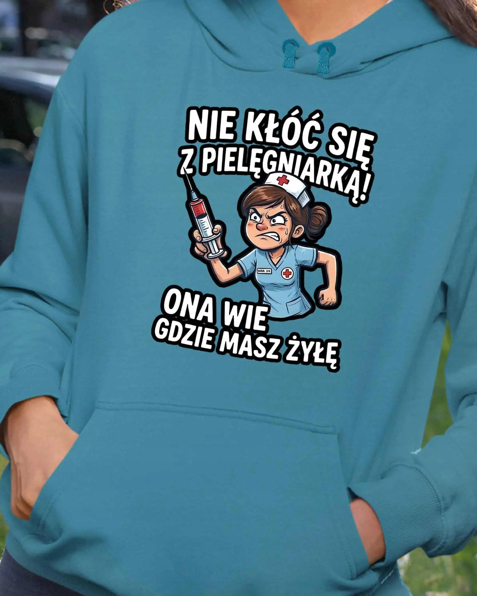 Dárek pro zdravotní sestru Vtipná Mikina s kapucí Modrá XXL