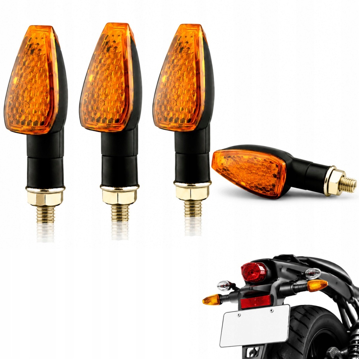 4x Kierunkowskazy Motocyklowe Quada 12 V Czarne Dymione 14 Led
