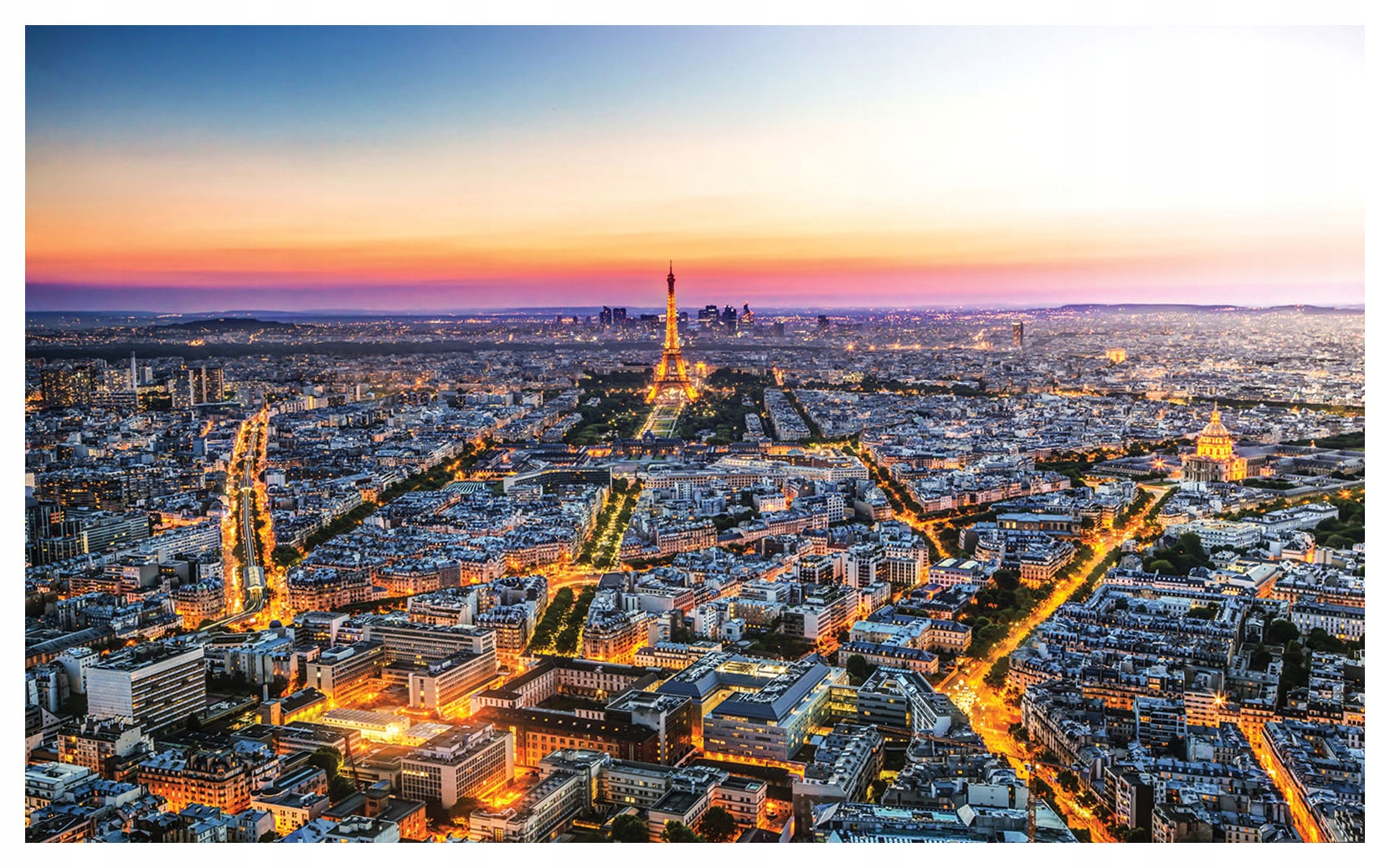 Fototapeta Paříž v noci Eiffelova věž a panorama města 208x146 lepidlo