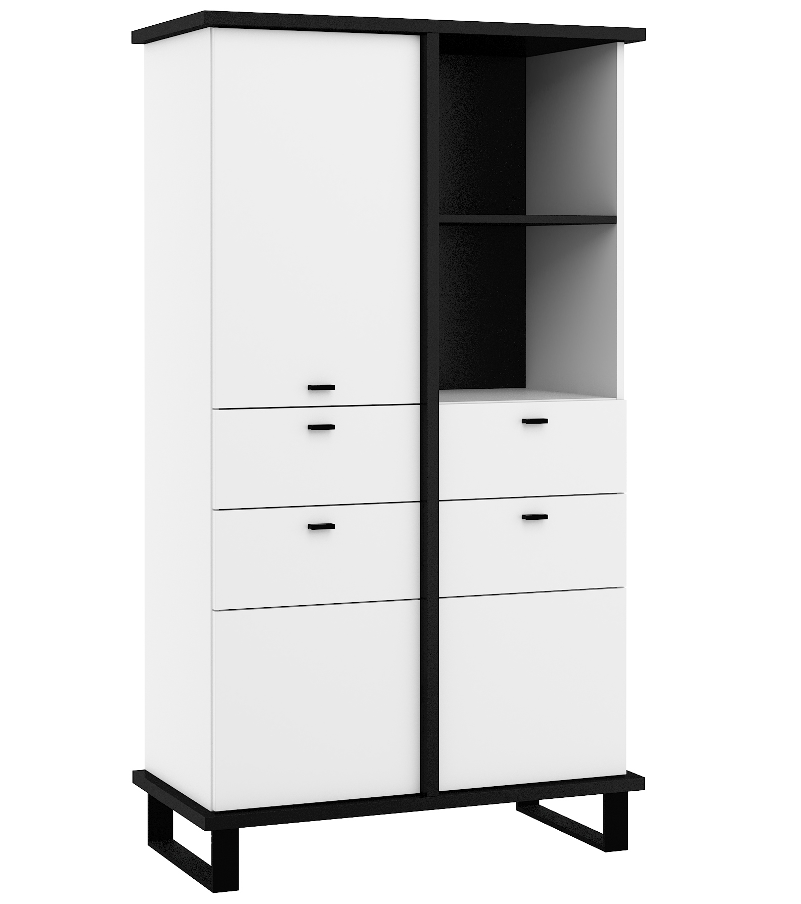 Regálová skříň Cross CRO-16 černá bílá matná