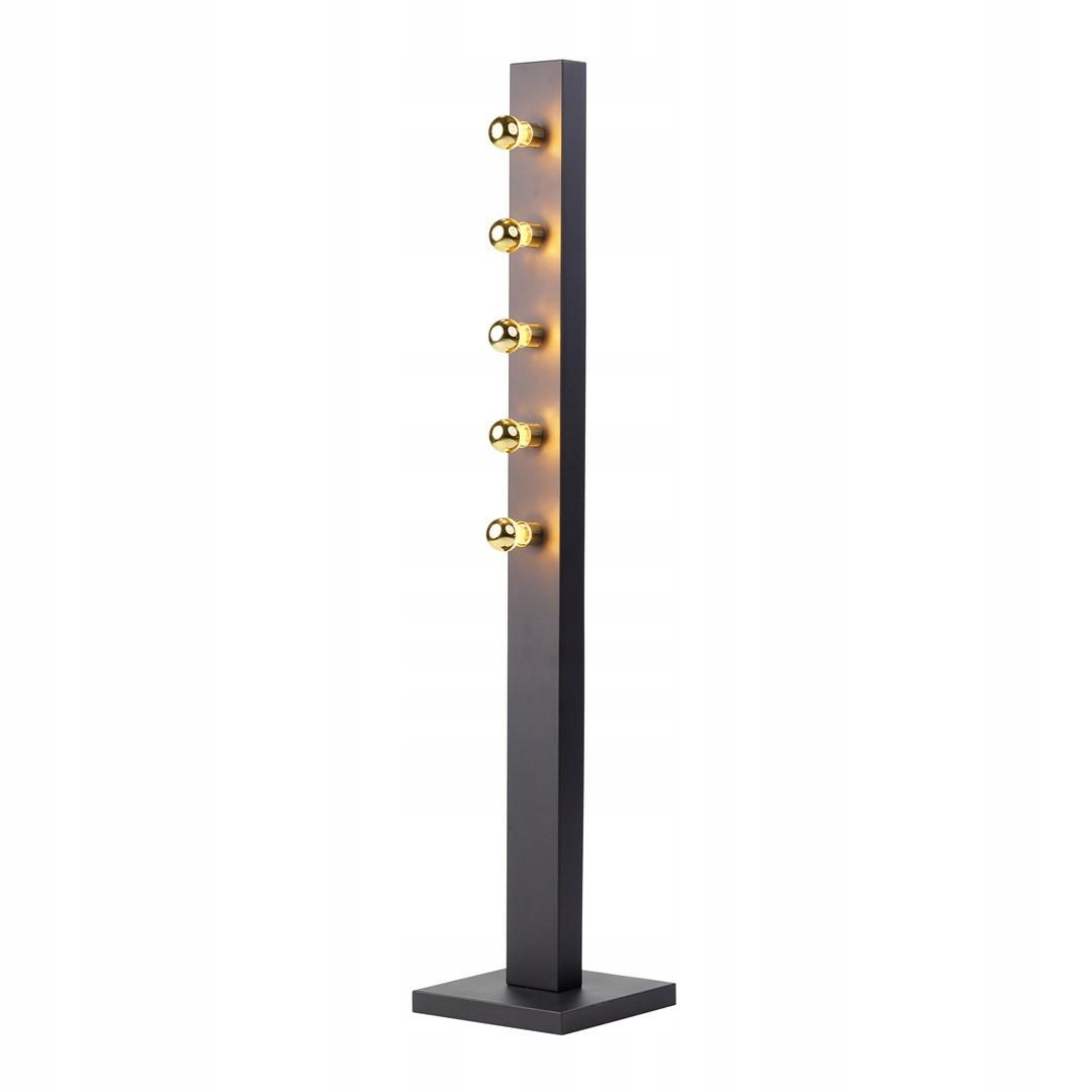 Lampa Podłogowa Senso Regulowana Czarny Złoty Abażur 1xE27 1xmini GU10 Dom