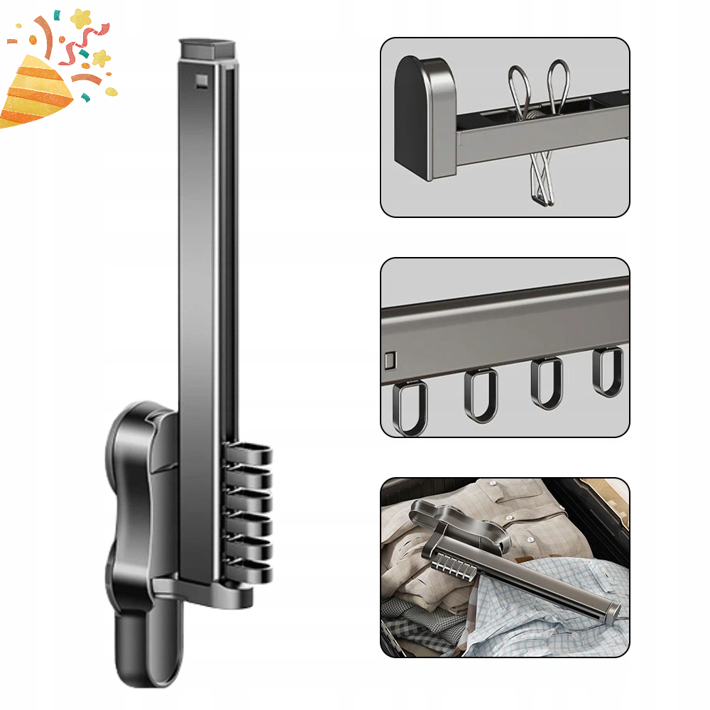 Levně Skládací Věšák Na Oblečení Bez Vrtání, 6 Háčků