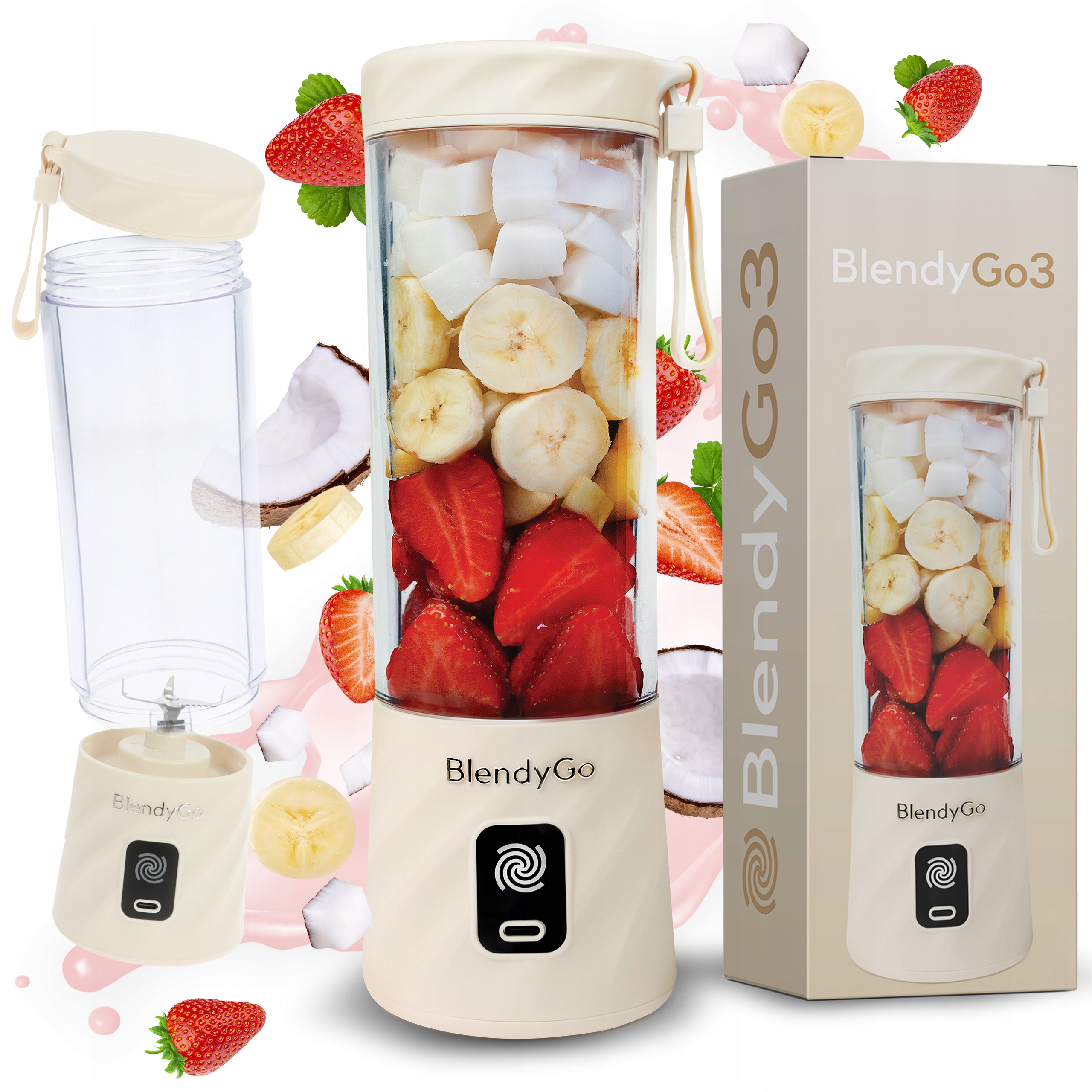 Blender Kielichowy Przenośny BlendyGo 3 Bezprzewodowy 250W Do Smoothie