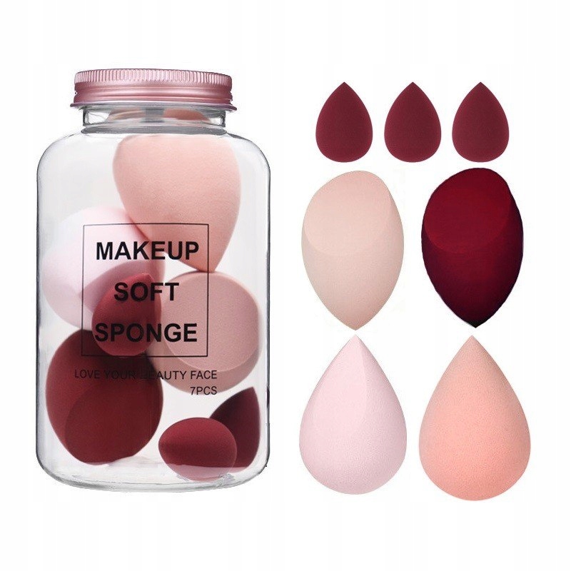Sada 7 houbiček na make-up Creamy Red Duo GB06CZE