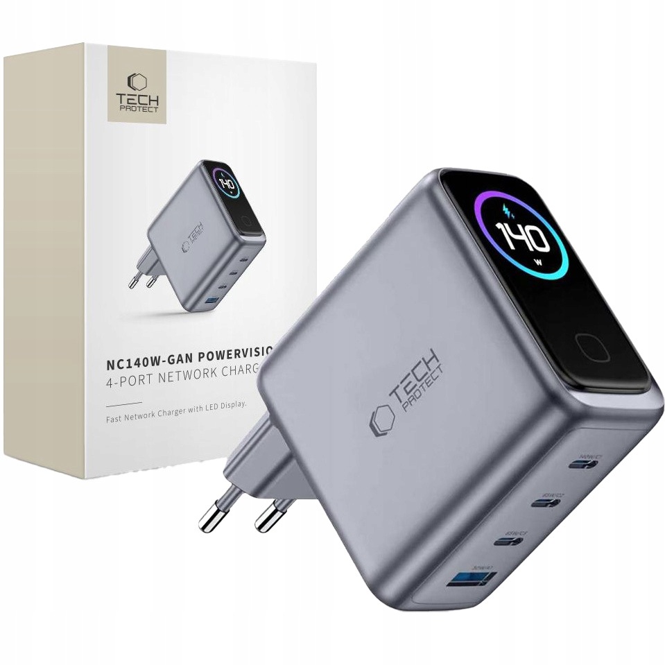 Síťová nabíječka 100 W 3 x Usb-c, Usb-a Tech-Protect, kompaktní a výkonná