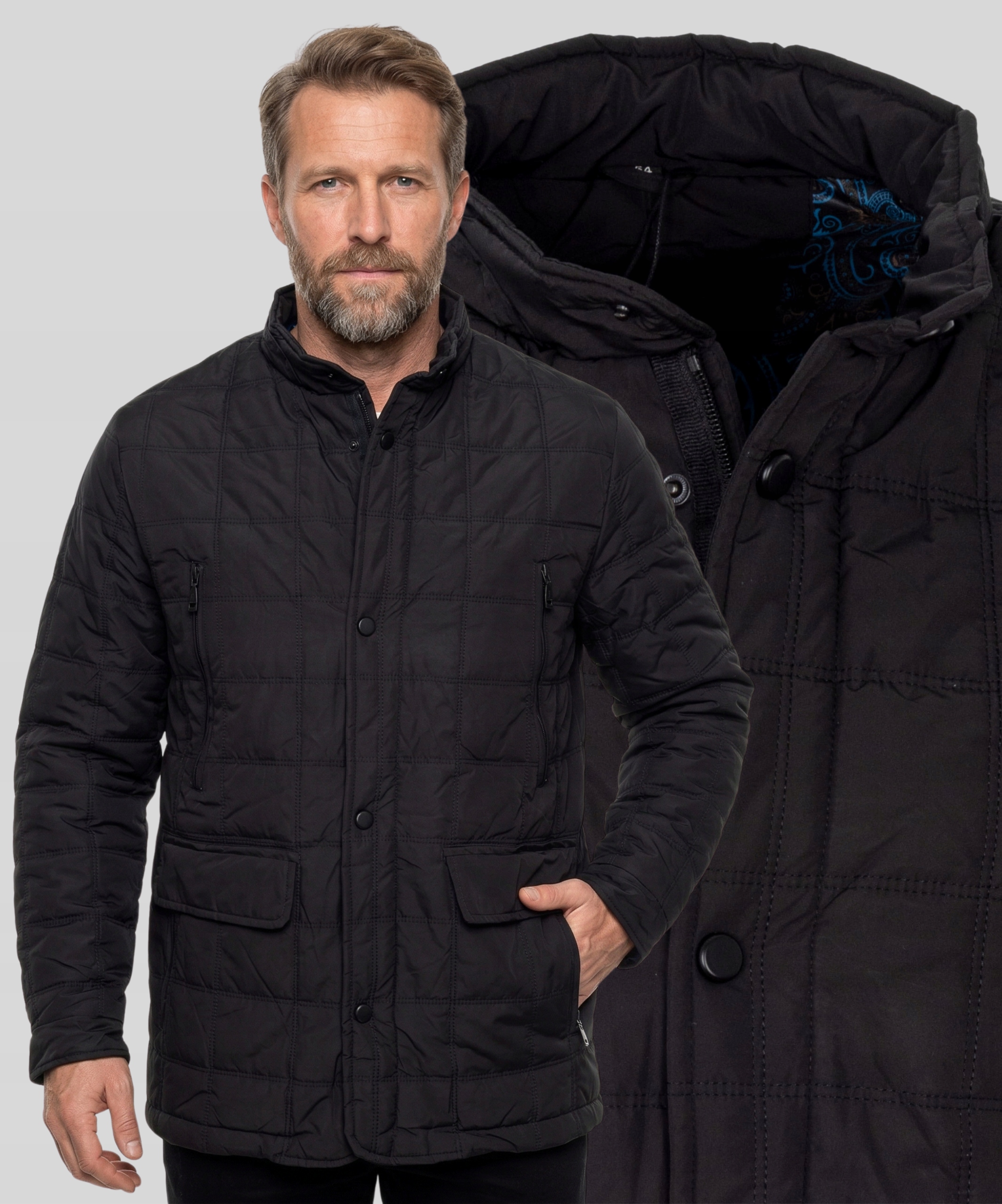 Pánská Zateplená Přechodová Podzimní prošívaná Bunda Černá XL