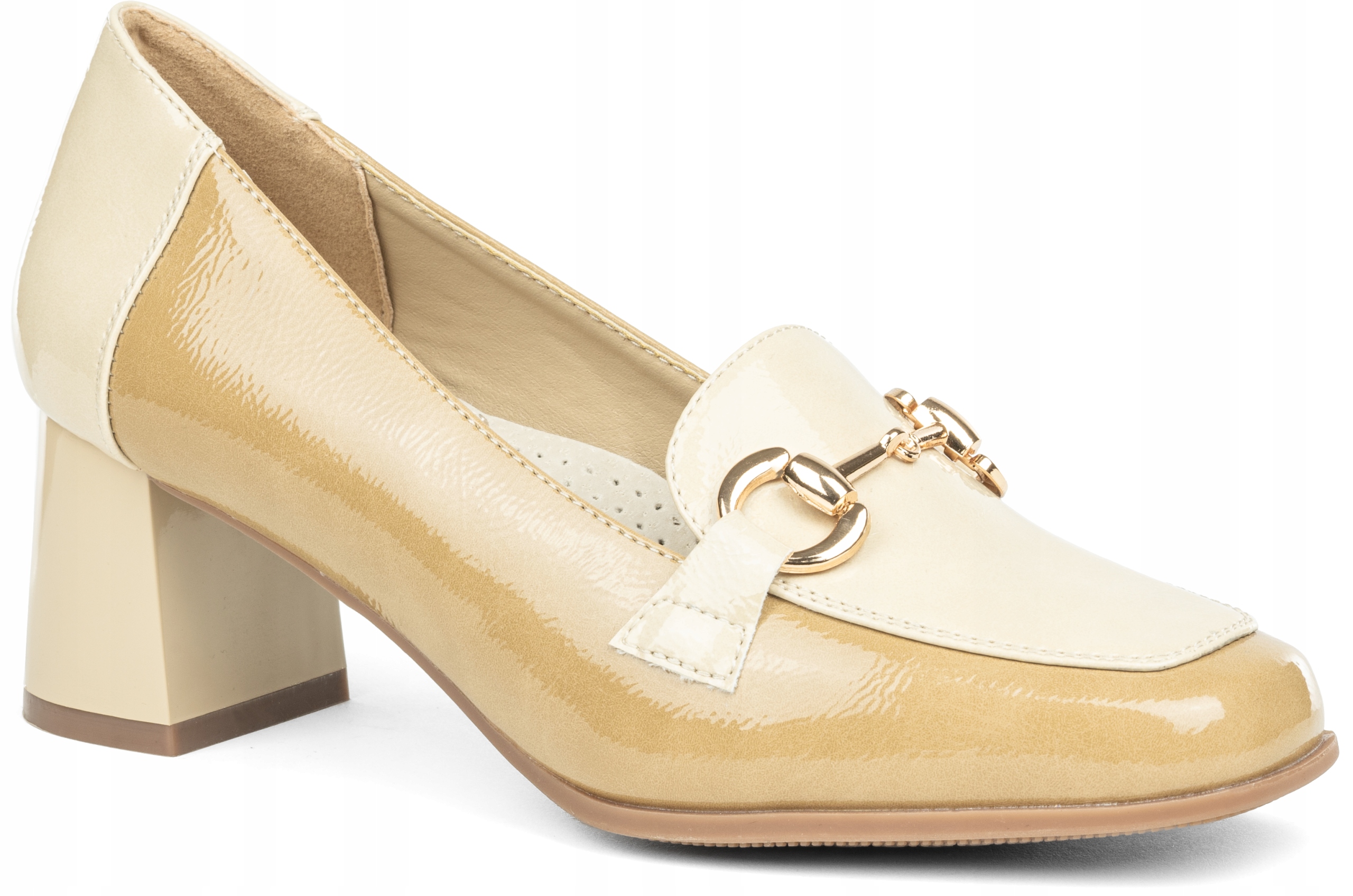 Klasické lodičky vč. kůže béžové macchiato zlatá ozdoba Wojtyłko 38