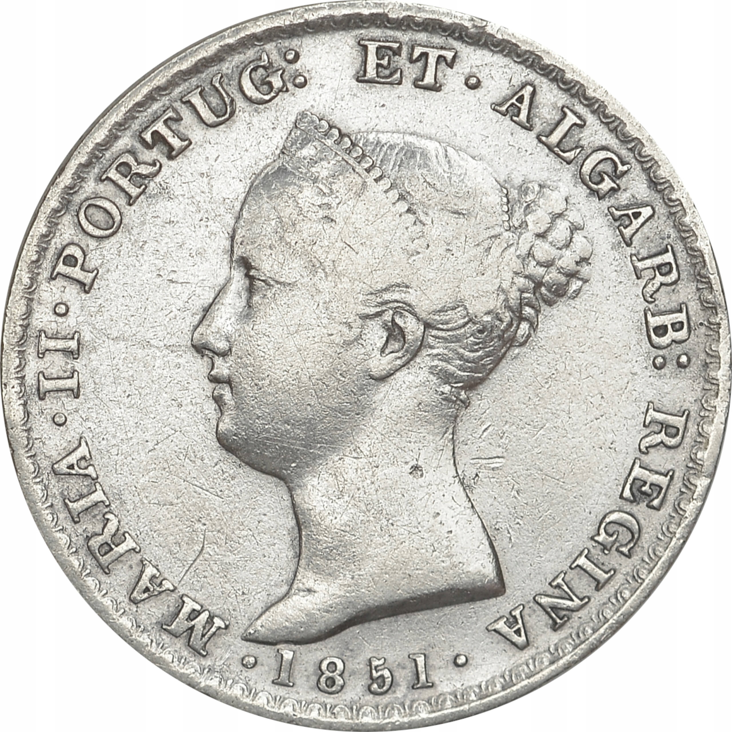 12.iu.PORTUGALIA, MARIA II, 500 REIS 1851
