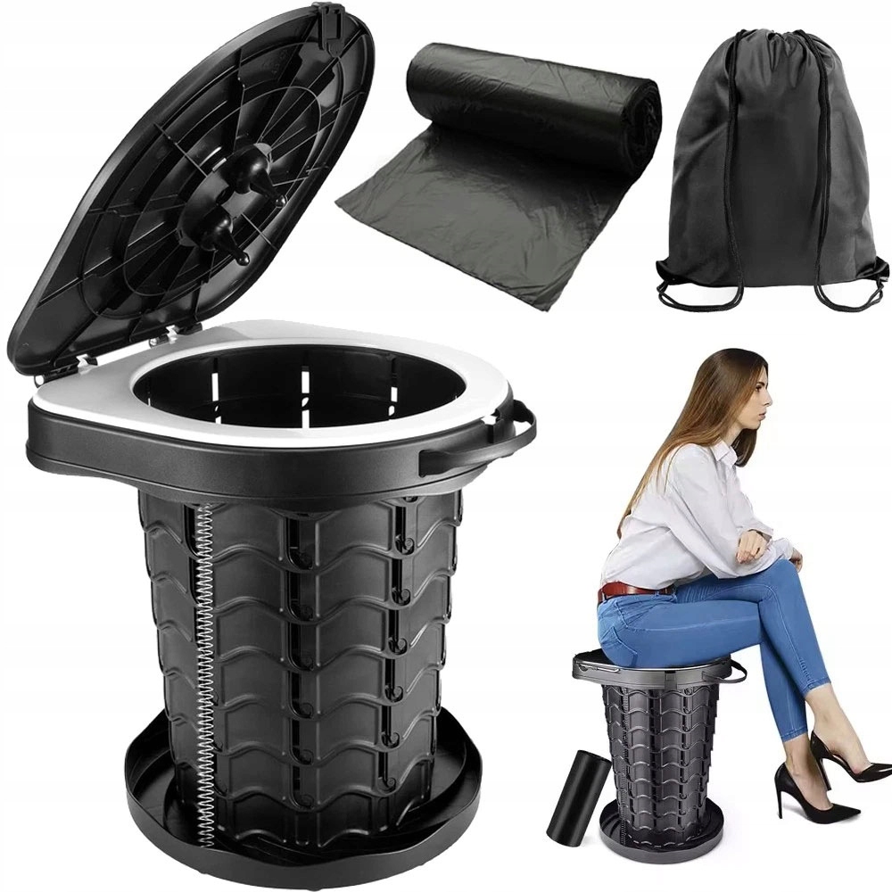 Turistická Skládací Toaleta Z Plastu Abs 180 Kg Pro Rybáře, Černá