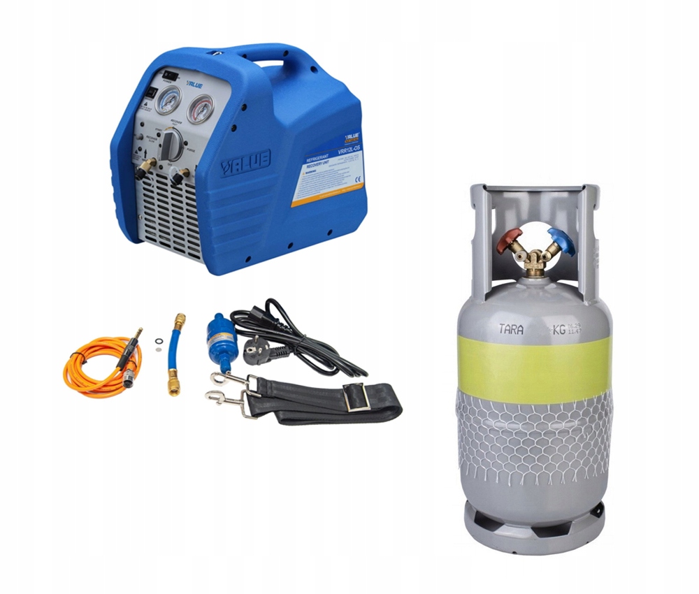 Stanica na rekuperáciu chladiva s 2-ventilovou fľašou 12,5 kg 48 bar