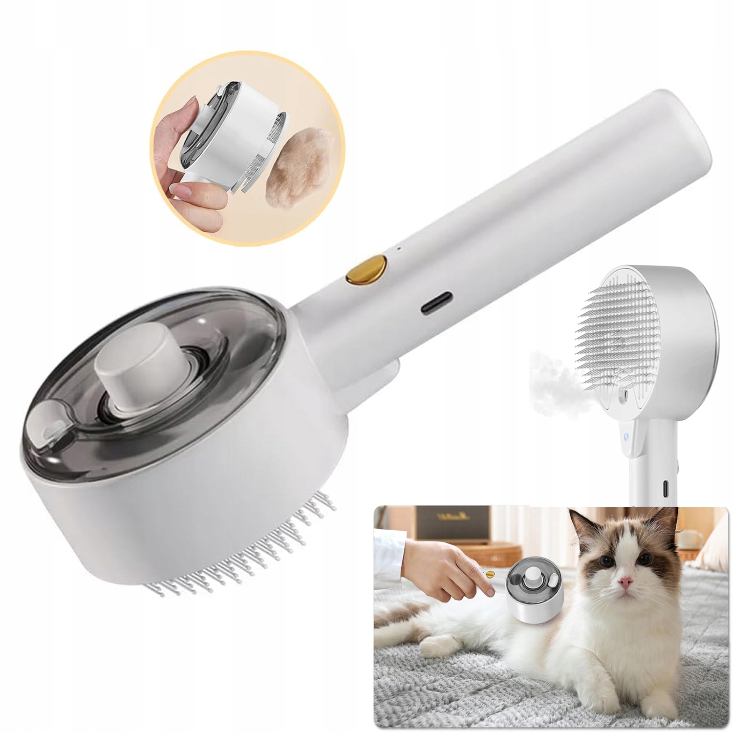 Levně Parní Kartáč Pro Kočky Pro Péči O Samočistící Elektrickou Srst