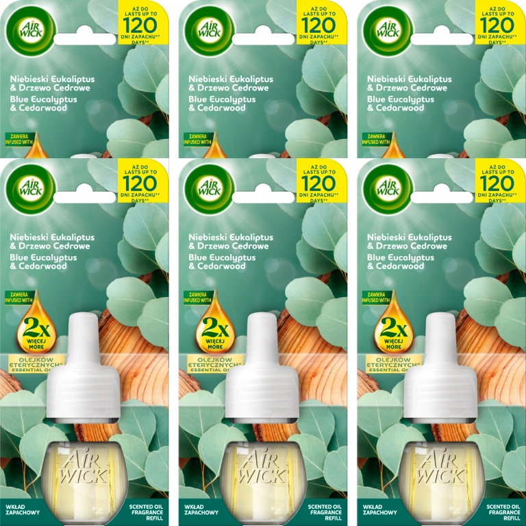 Air Wick Náhradní náplň vůně Modrý eukalyptus Cedrové dřevo 19 ml x 6