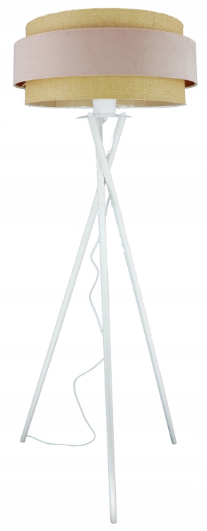 Podlahová lampa Duo. Boho Jasne Ružový velúr a Juta. Trojnožka