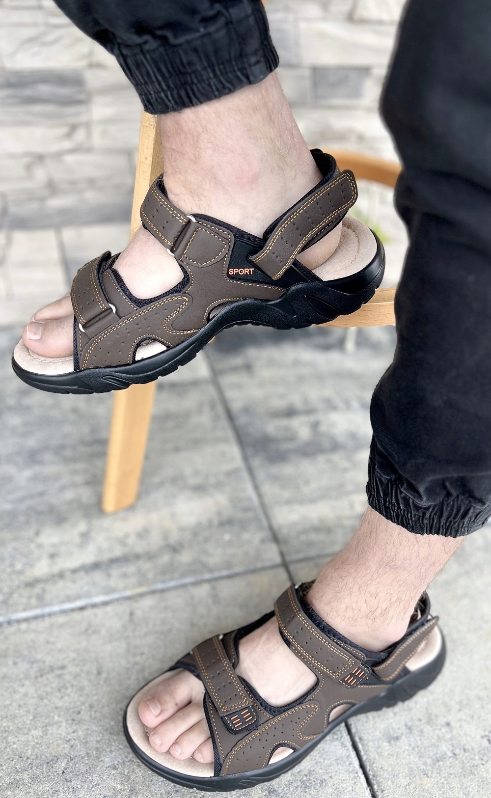 Klapki na Rzepy Sandały Męskie Lekkie Skóra r. 44 Rozmiar 44