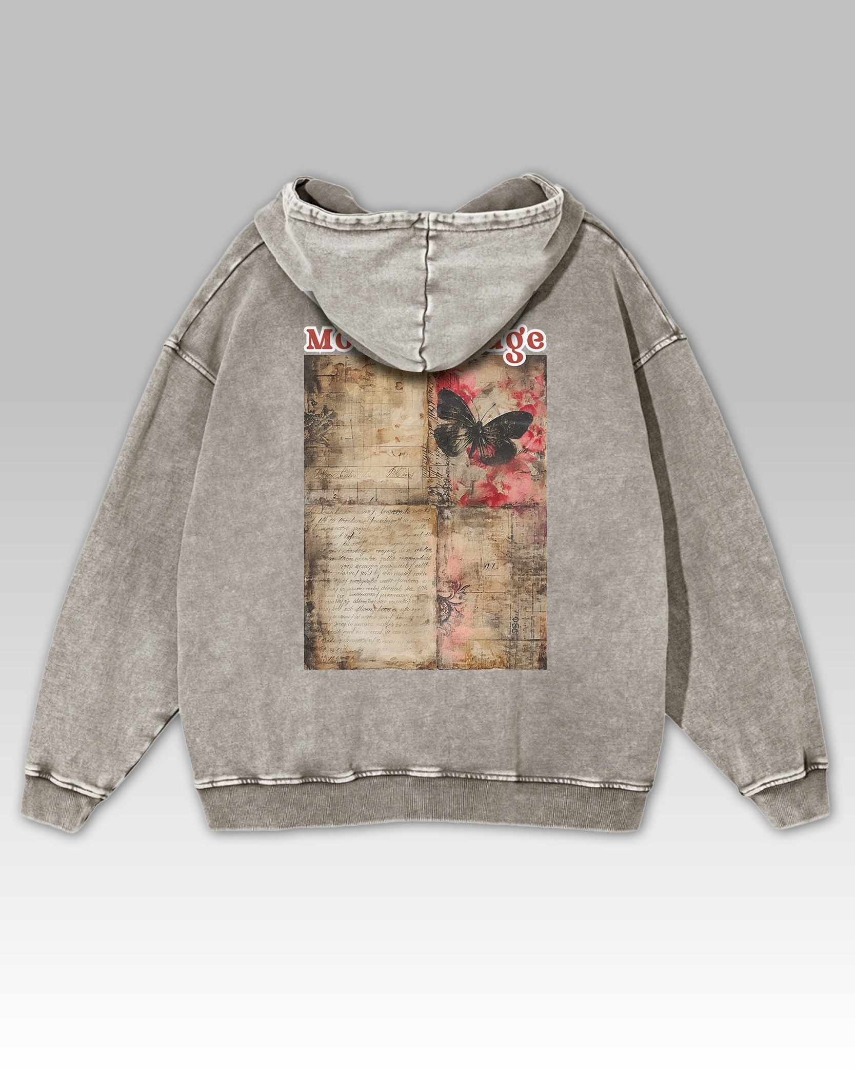 Mikina Moulin Rouge Butterfly Motýl Zápisky Výstřižky Divadlo Šedá L