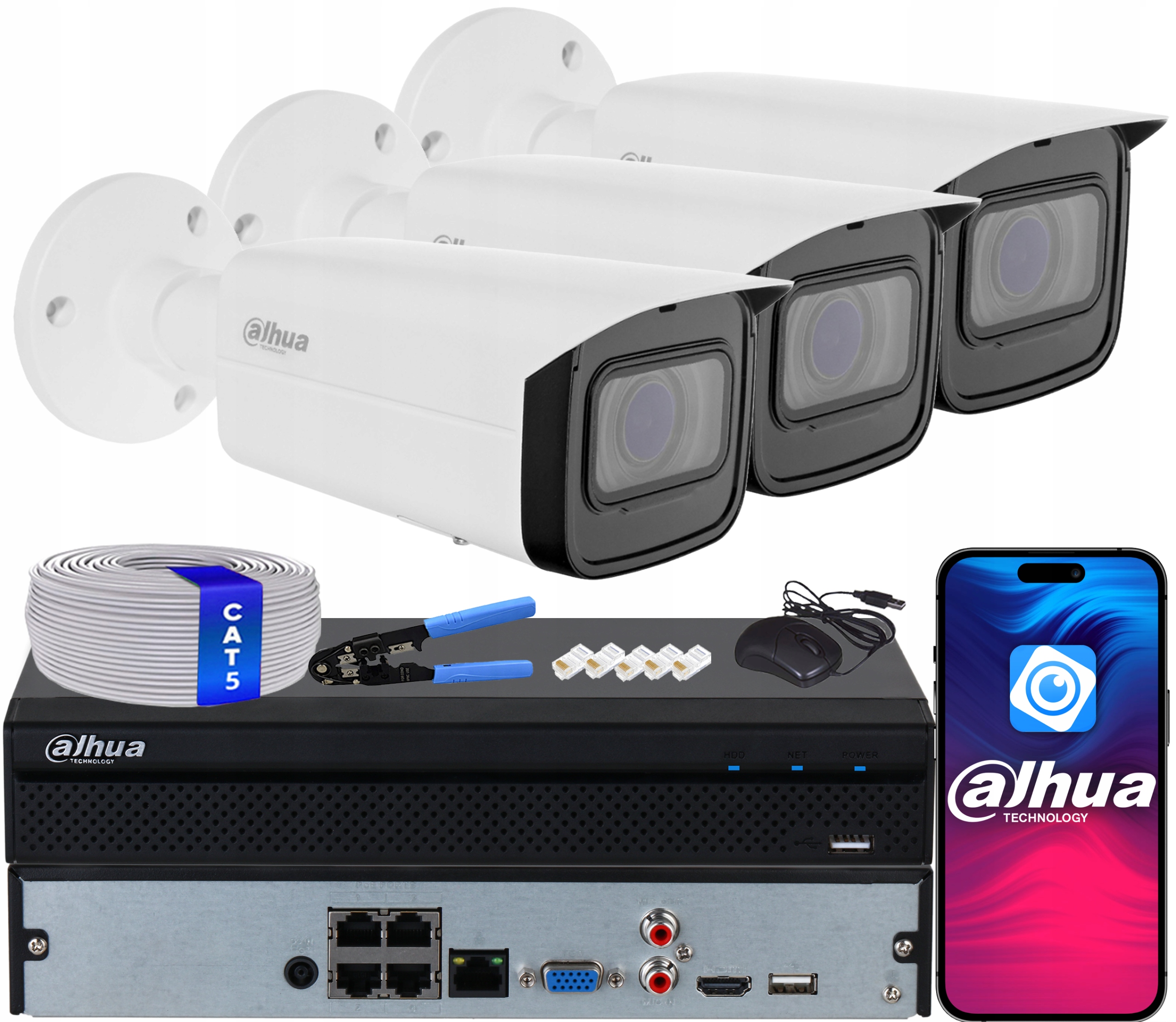 Sada pro monitorování 3x Ip kamera Dahua IPC-HFW1431T-ZS-2812-S4 4Mpx