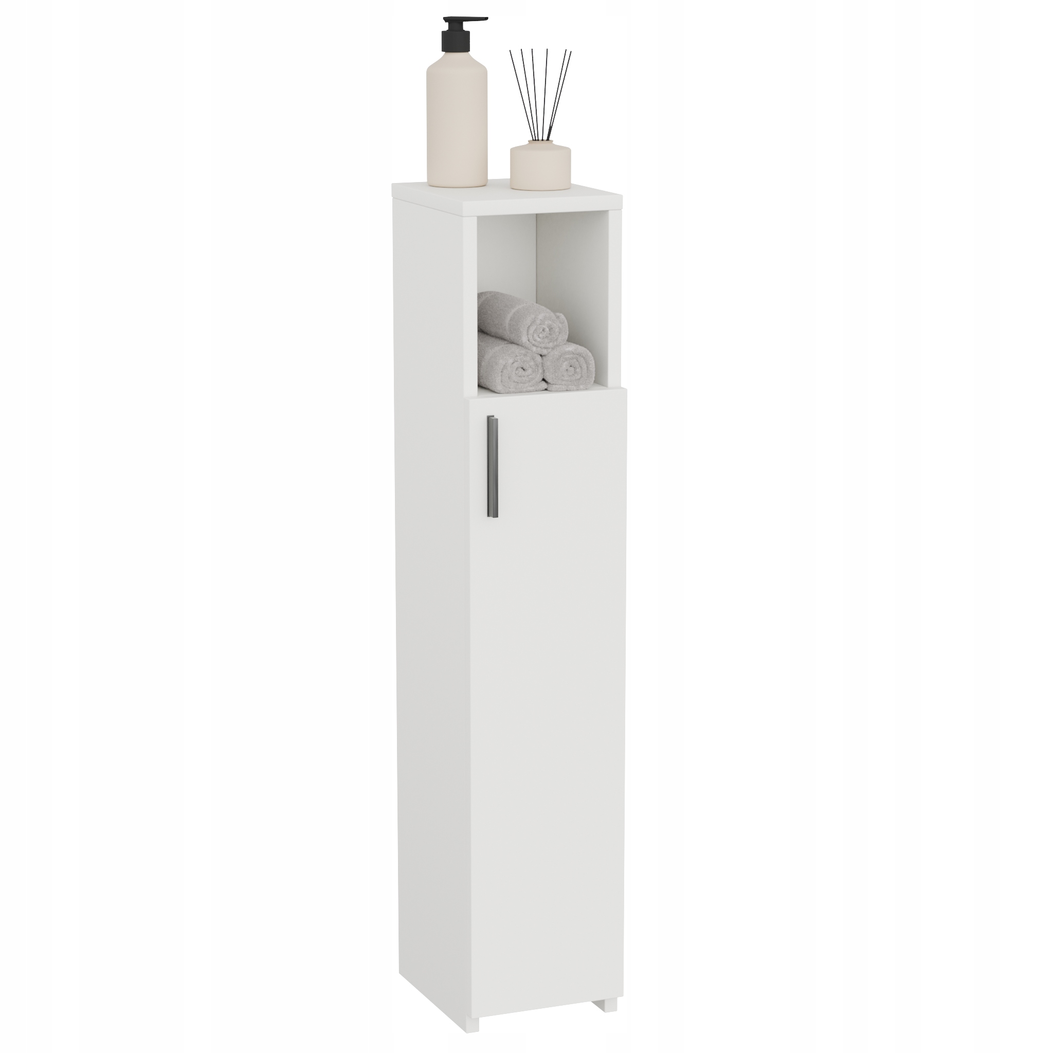 Koupelnová Skříňka Sloupek Úzký Bílý Mat Snadná Montáž, rozměry: 102x20x24 cm