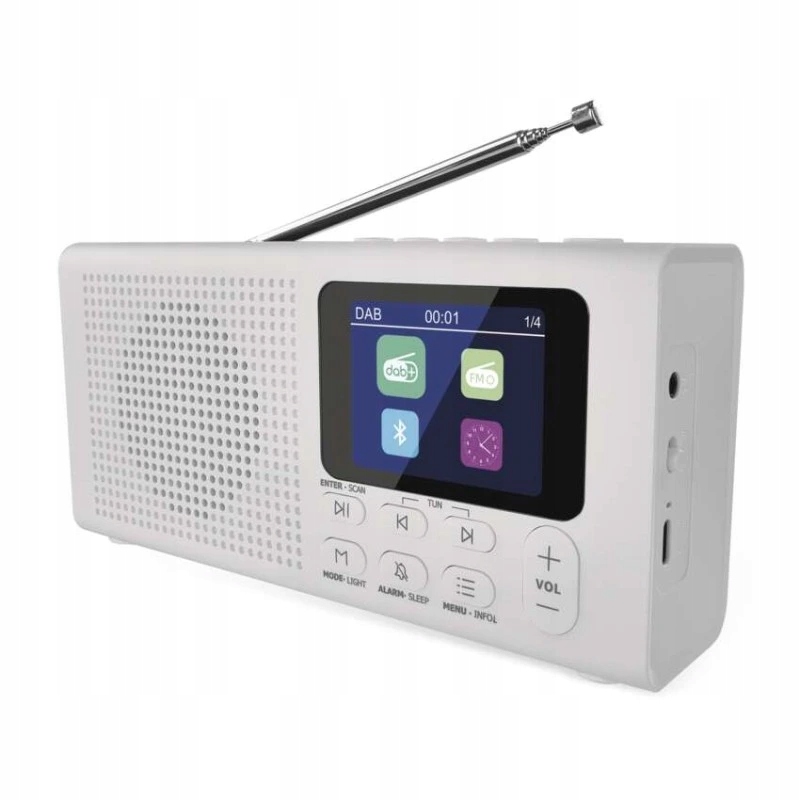 Přenosné rádio s Bluetooth, Dab Dab+ Fm, bílé