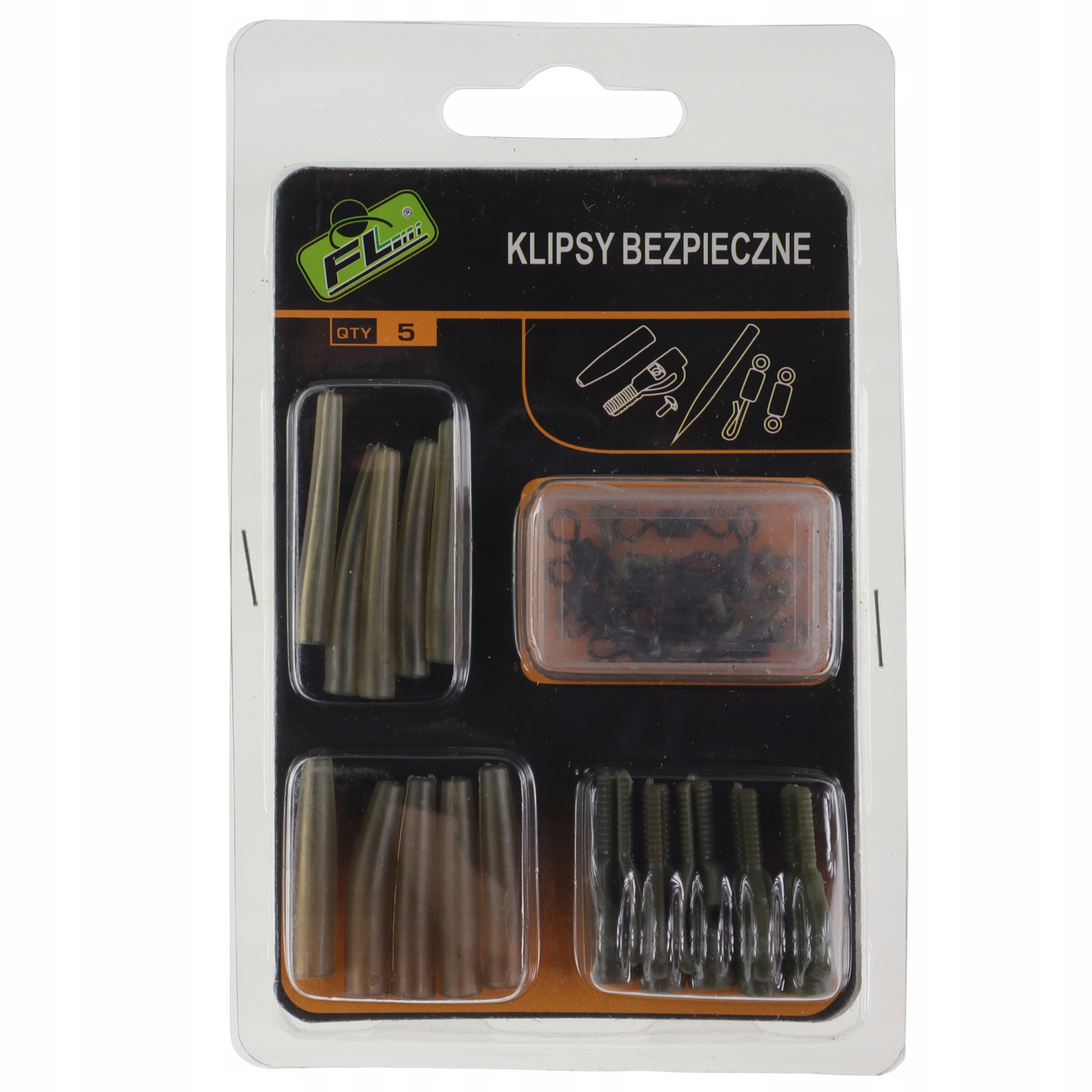 Zestaw bezpieczny klips krętlik kapturki Lead Clip Marka FL