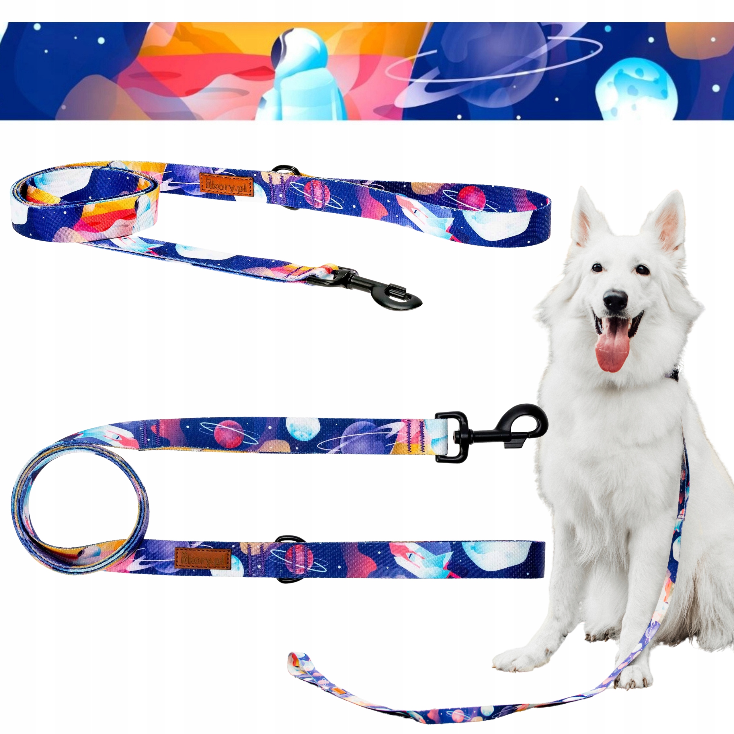 Levně Městská vodítko pro středního psa do 20 kg 150 cm beagle Ukory Nasa planety