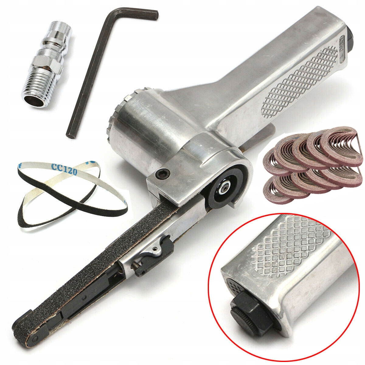 Pneumatická Pásová Bruska 10X330 MM 25 Ks Nekonečná Páska