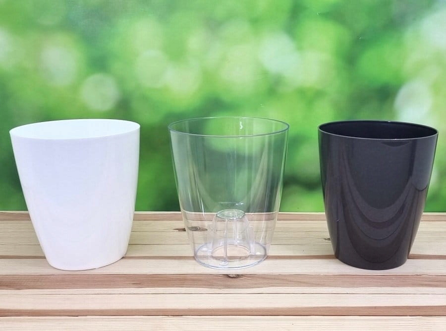 Doniczka osłonka storczyka GRAFITOWA DUŻA 16cm Materiał wykonania tworzywo sztuczne