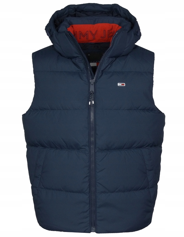 Tommy Jeans bunda bez rukávů, prošívaný, péřový, tmavě modrý, L